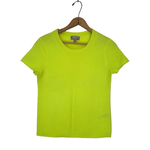 J. Crew Cashmere Relaxed T-Shirt Short Sleeve Sweater Lemon Sorbet Size Small - Picture 2 of 9